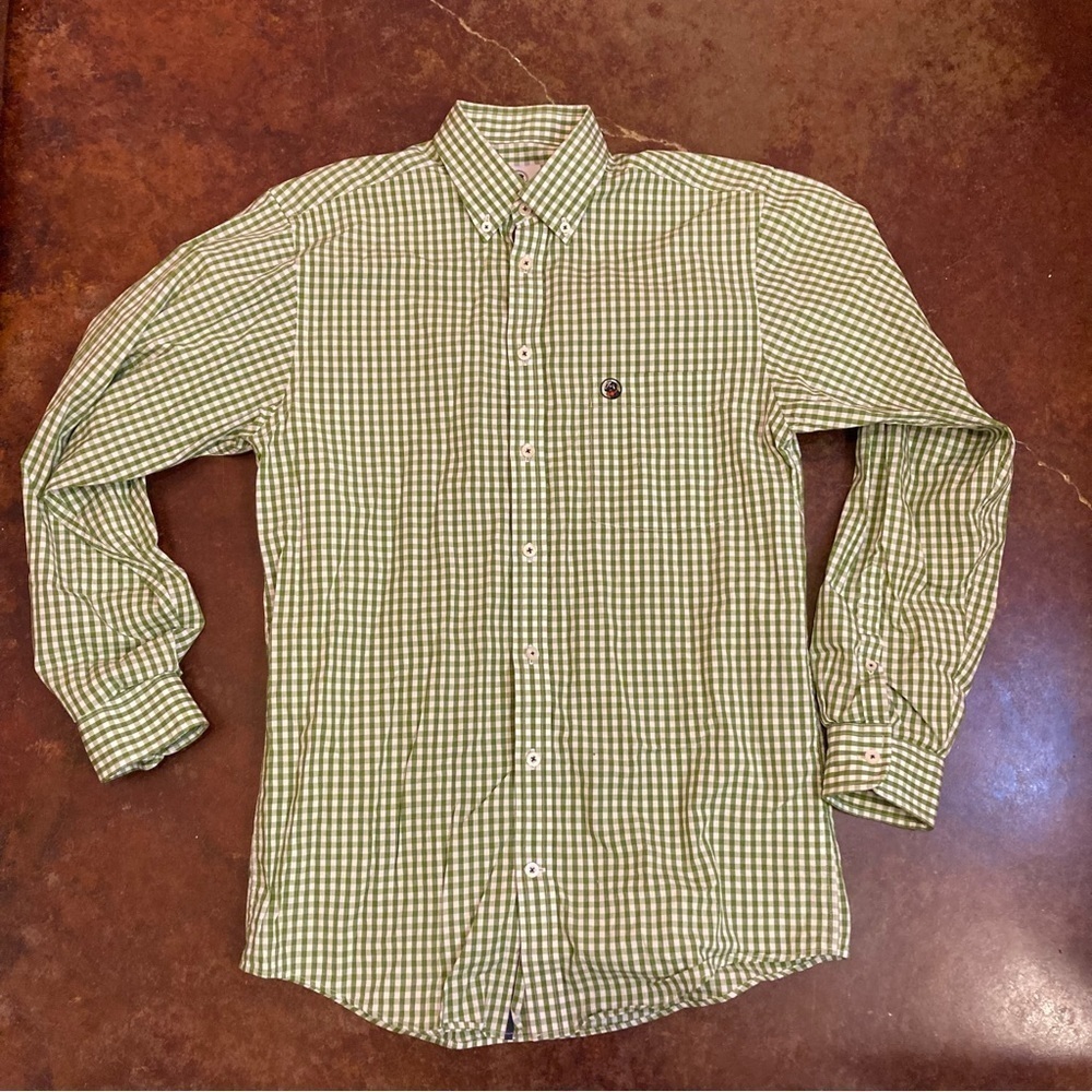 Mens Small Southern Proper Green Gingham Button Front Long Sleeve Shirt